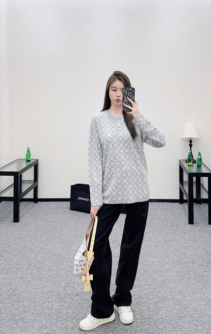 L 25 jacquard loose-knit wool top