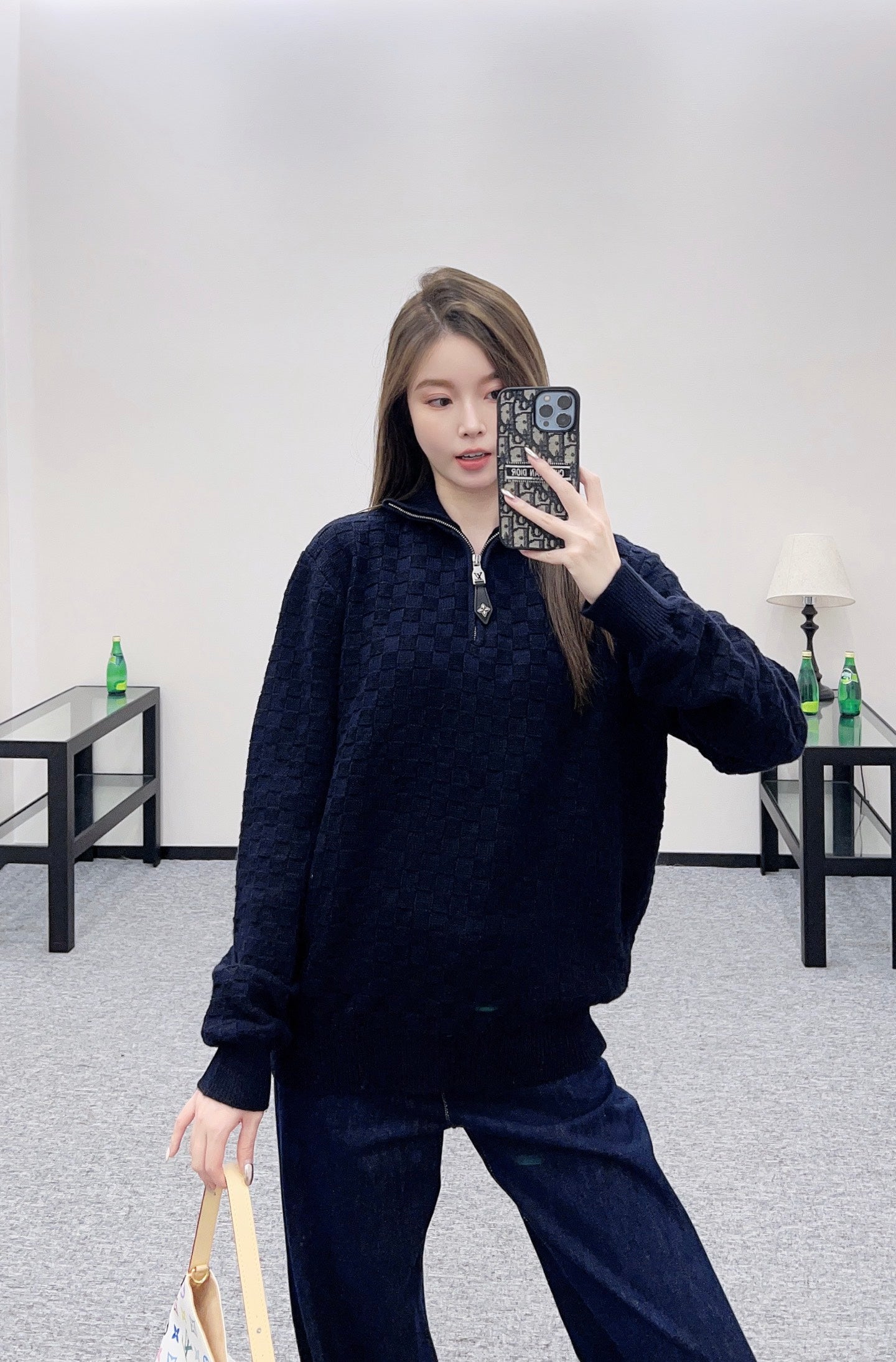 L 25 Turtleneck Zippered Knit Cashmere Wool Sweater