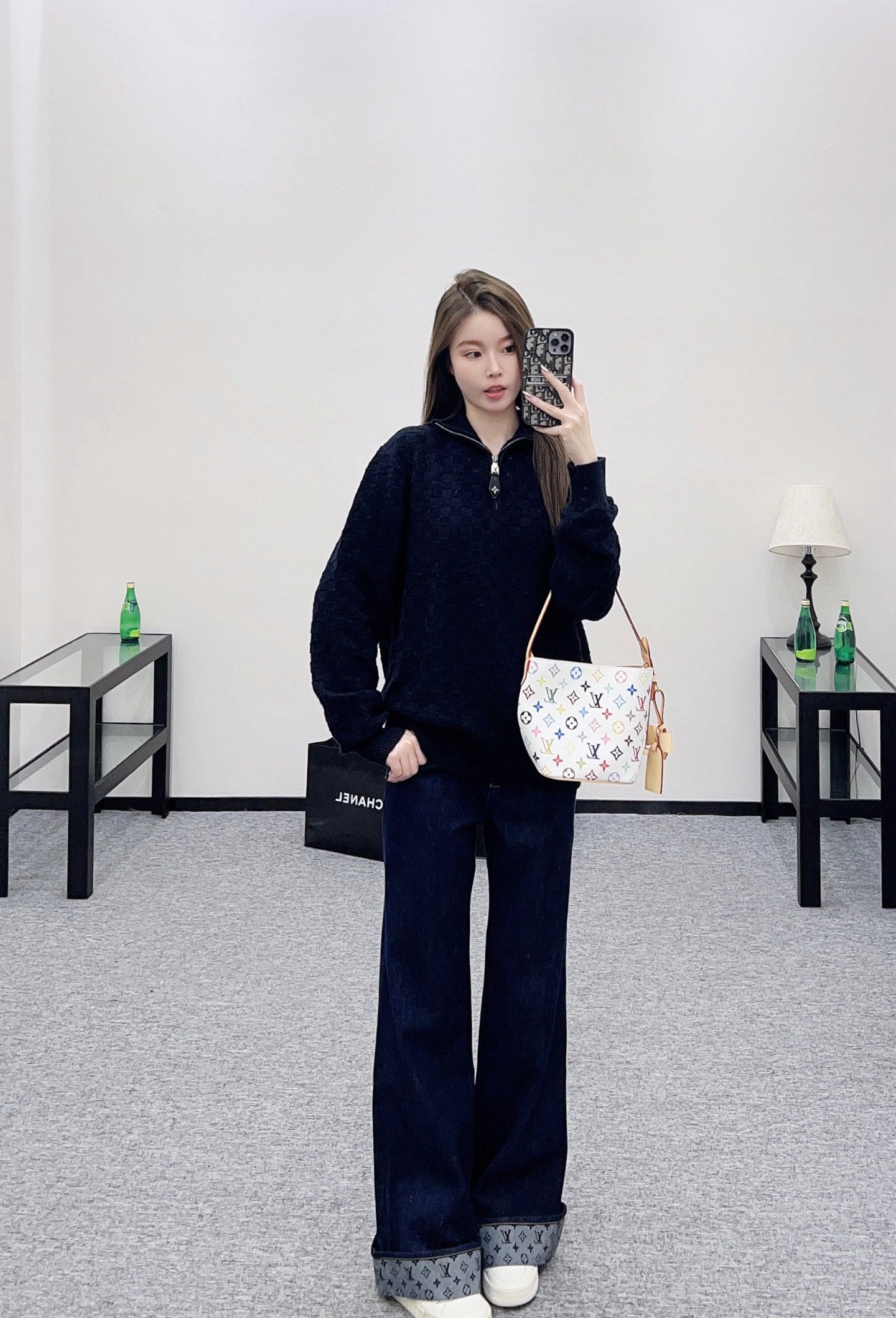 L 25 Turtleneck Zippered Knit Cashmere Wool Sweater