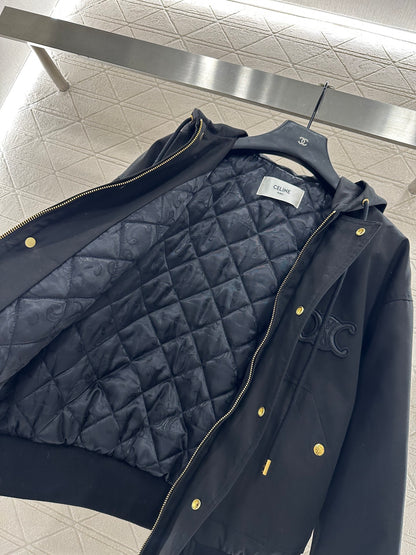 Ce 25 Hooded quilted drawstring jacket