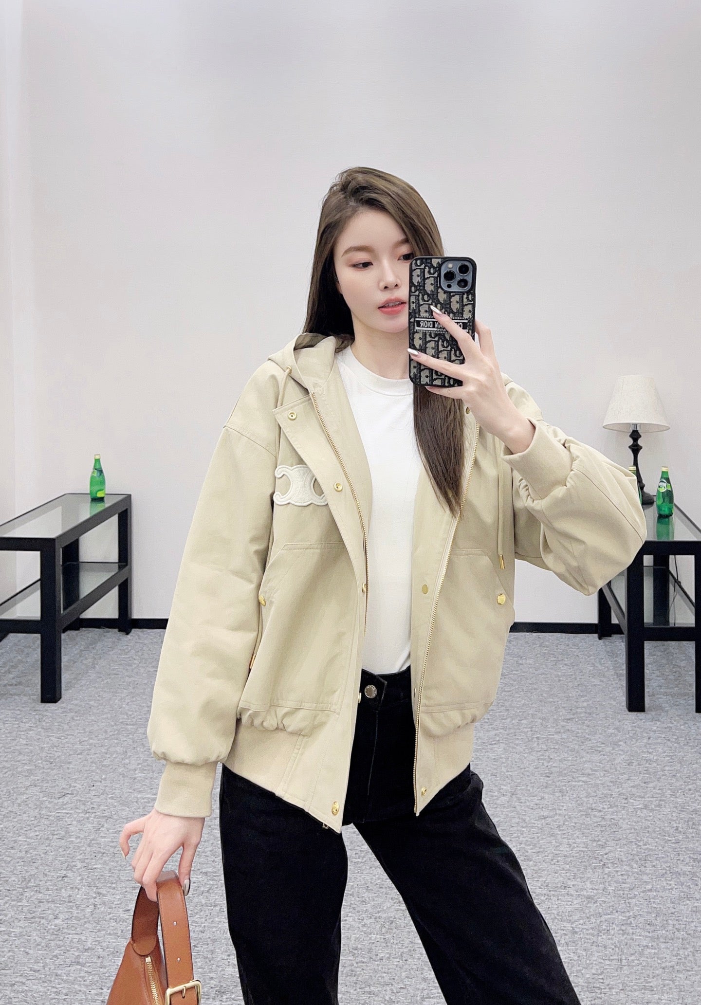 Ce 25 Hooded quilted drawstring jacket