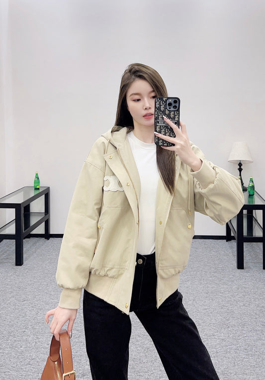 Ce 25 Hooded quilted drawstring jacket