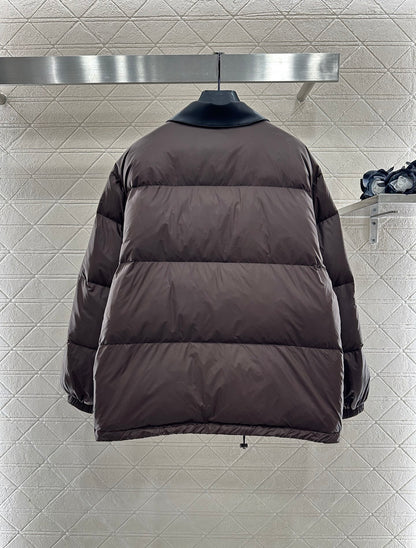Mi 25 Leather collar patchwork down jacket