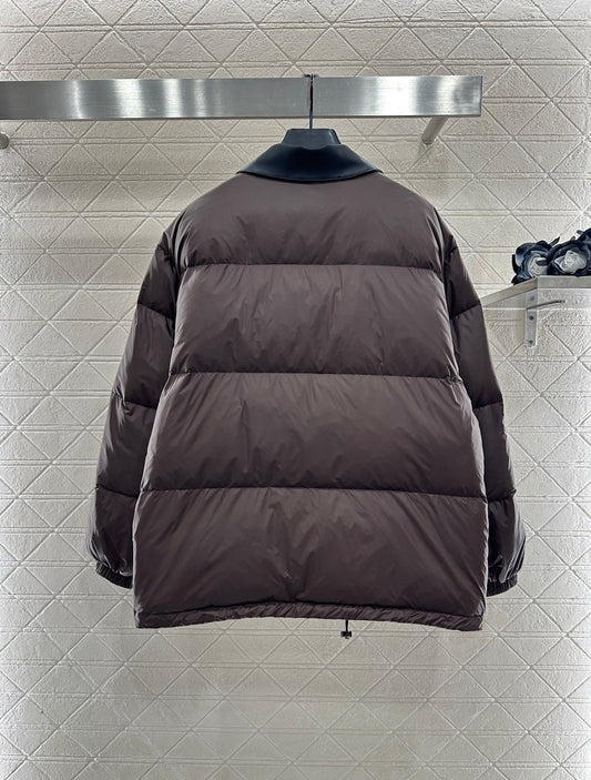 Mi 25 Leather collar patchwork down jacket