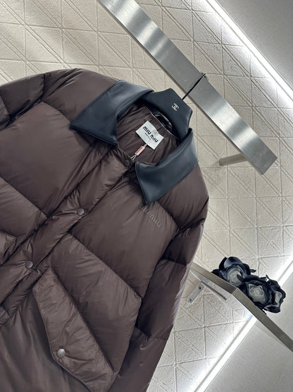 Mi 25 Leather collar patchwork down jacket