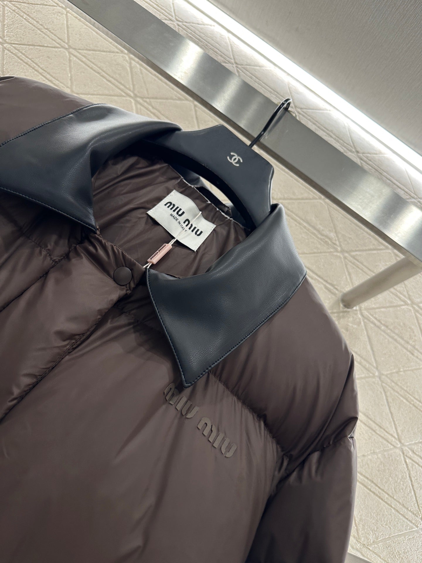 Mi 25 Leather collar patchwork down jacket