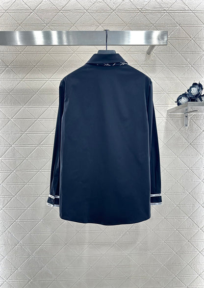C 25 Printed silk scarf shirt(white/black)