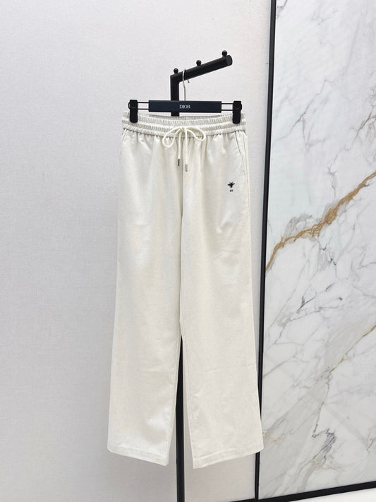Di 25 Bee embroidered casual pants(BEIGI/BLACK)