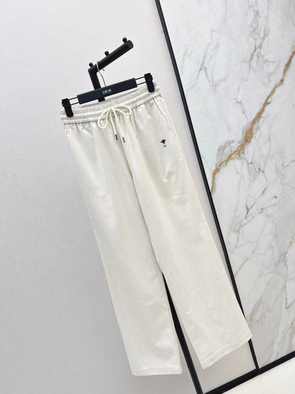 Di 25 Bee embroidered casual pants(BEIGI/BLACK)