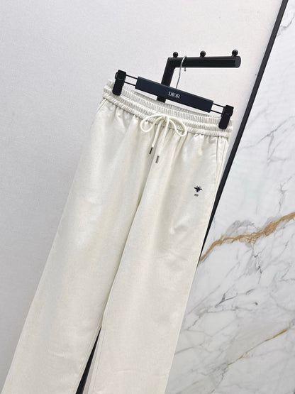 Di 25 Bee embroidered casual pants(BEIGI/BLACK)