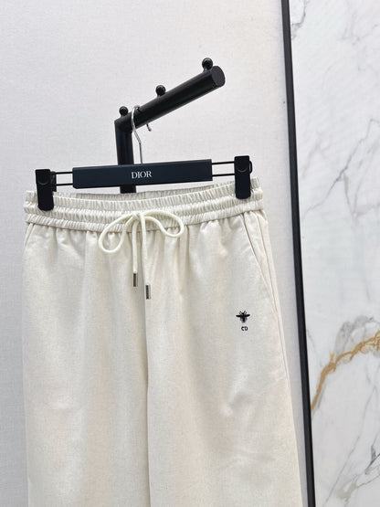 Di 25 Bee embroidered casual pants(BEIGI/BLACK)