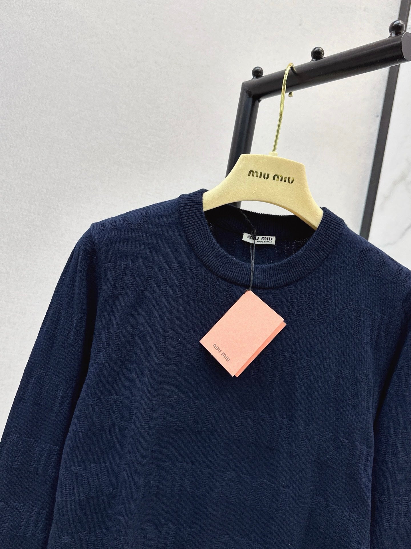 Mi 25 New classic logo lettering woven wool sweater(WHITE/NAVY)