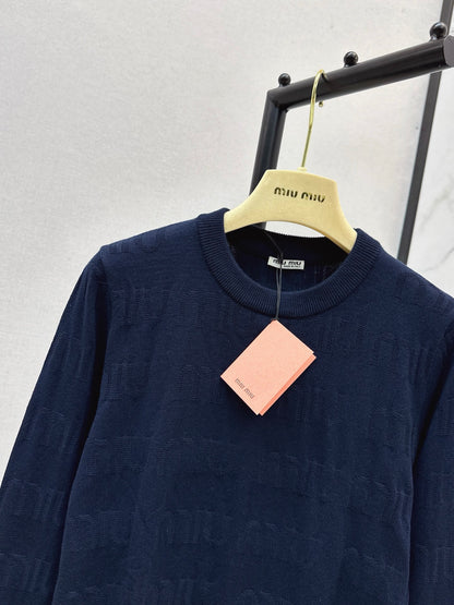 Mi 25 New classic logo lettering woven wool sweater(WHITE/NAVY)