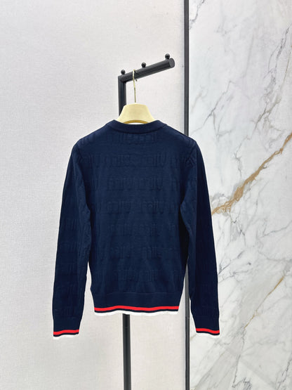 Mi 25 New classic logo lettering woven wool sweater(WHITE/NAVY)