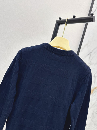 Mi 25 New classic logo lettering woven wool sweater(WHITE/NAVY)