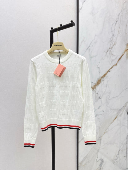 Mi 25 New classic logo lettering woven wool sweater(WHITE/NAVY)