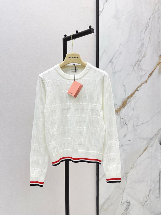 Mi 25 New classic logo lettering woven wool sweater(WHITE/NAVY)