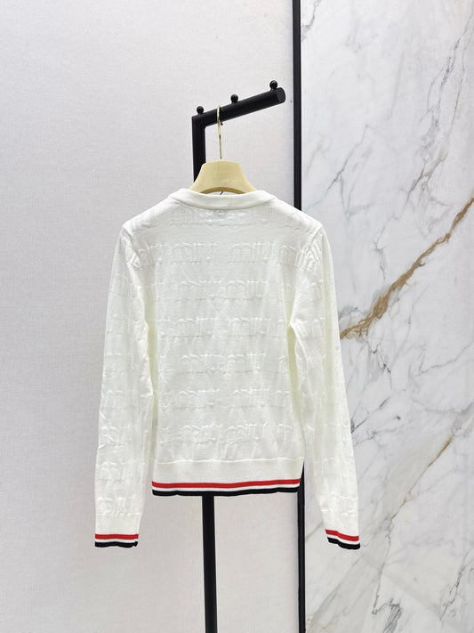 Mi 25 New classic logo lettering woven wool sweater(WHITE/NAVY)