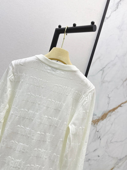 Mi 25 New classic logo lettering woven wool sweater(WHITE/NAVY)