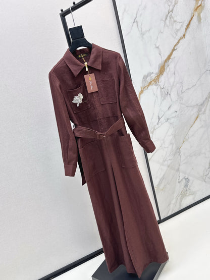 Lor 25 New 3D flower embroidered lapel dress