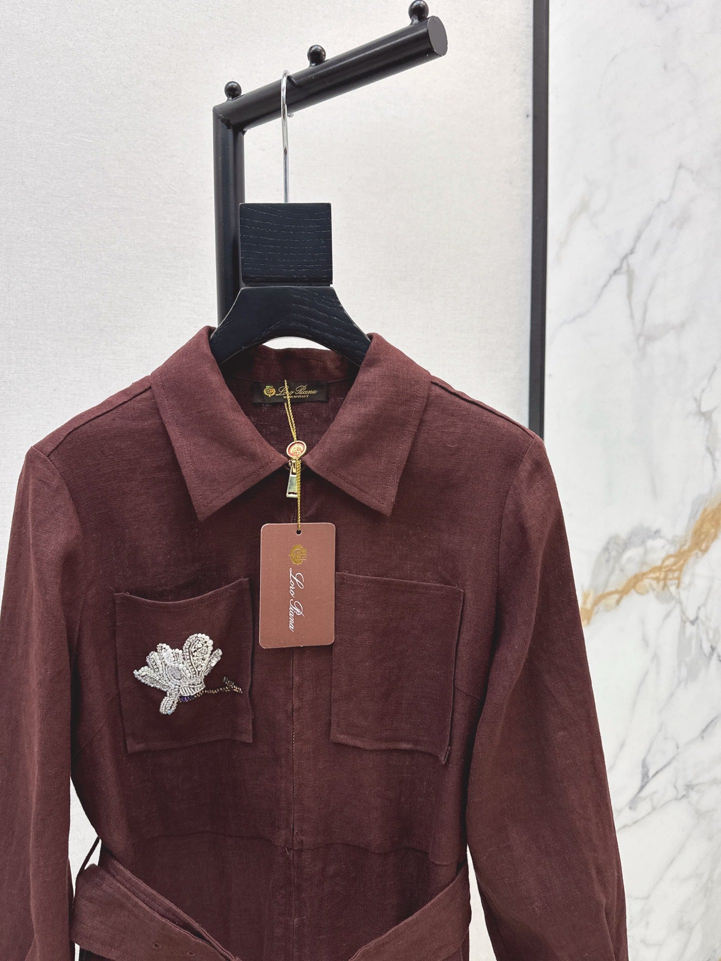 Lor 25 New 3D flower embroidered lapel dress
