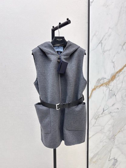 Pr 25 New Grey Girls Hooded Wool Vest