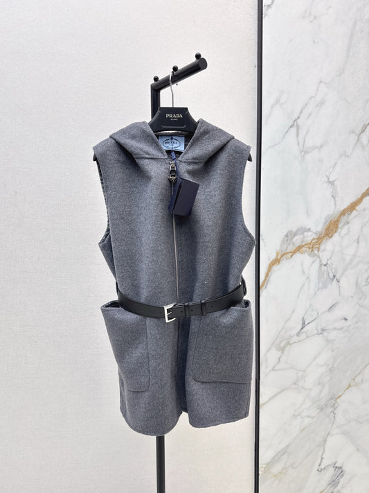 Pr 25 New Grey Girls Hooded Wool Vest