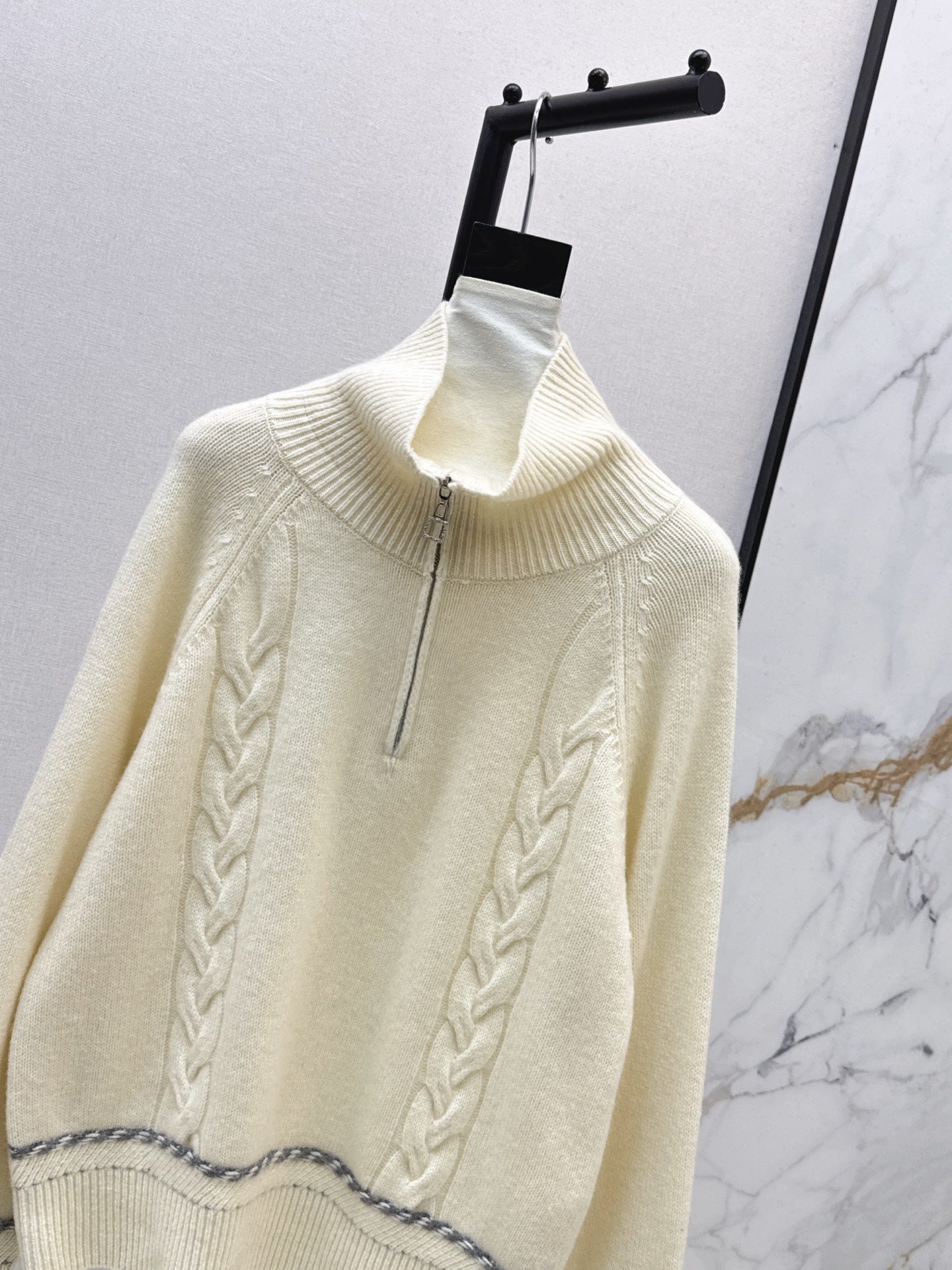 Lor 25 New style cable-knit half-open wool sweater（BEIGI/BORWN/GRAY）