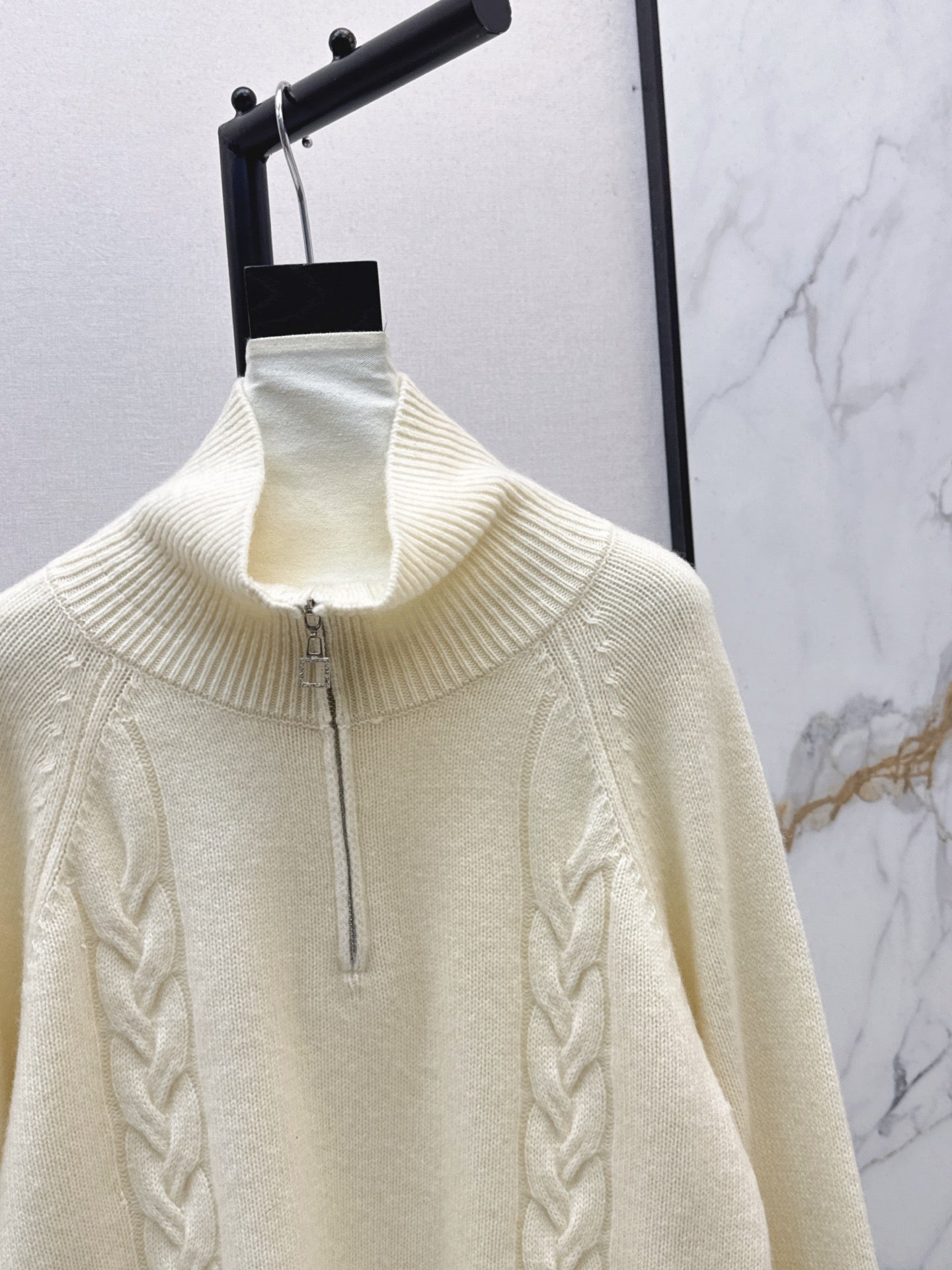 Lor 25 New style cable-knit half-open wool sweater（BEIGI/BORWN/GRAY）