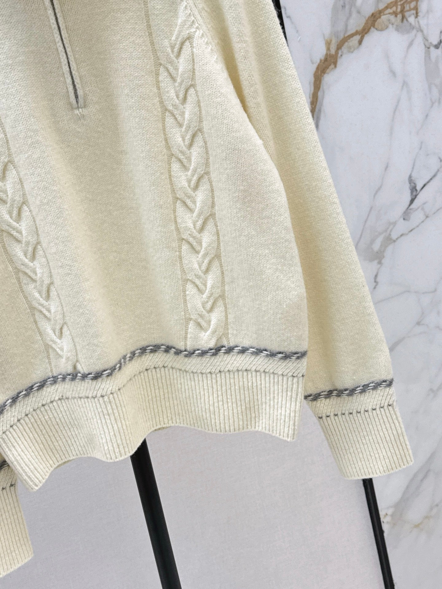 Lor 25 New style cable-knit half-open wool sweater（BEIGI/BORWN/GRAY）