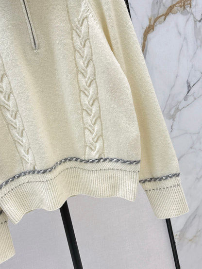 Lor 25 New style cable-knit half-open wool sweater（BEIGI/BORWN/GRAY）