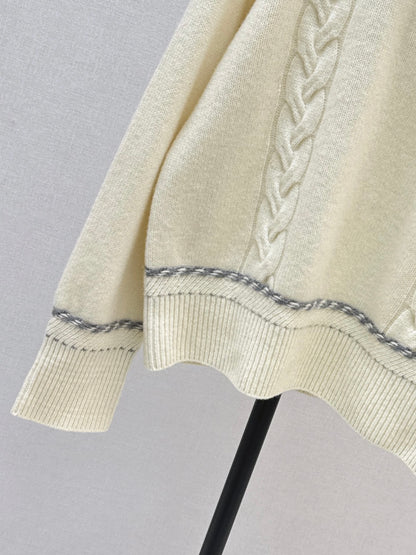 Lor 25 New style cable-knit half-open wool sweater（BEIGI/BORWN/GRAY）