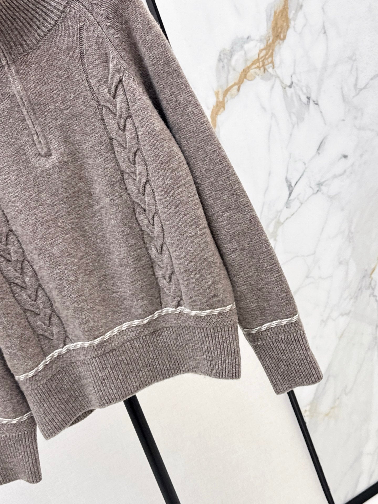 Lor 25 New style cable-knit half-open wool sweater（BEIGI/BORWN/GRAY）