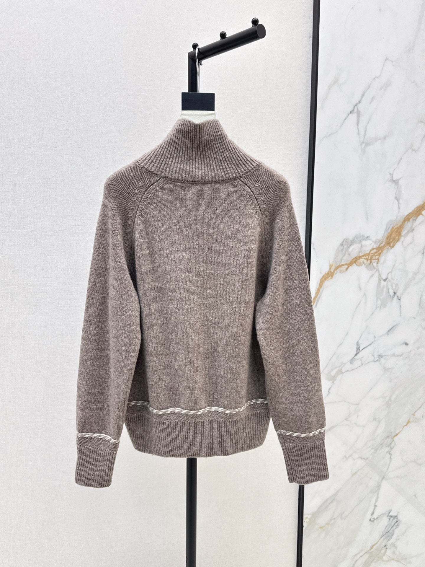 Lor 25 New style cable-knit half-open wool sweater（BEIGI/BORWN/GRAY）