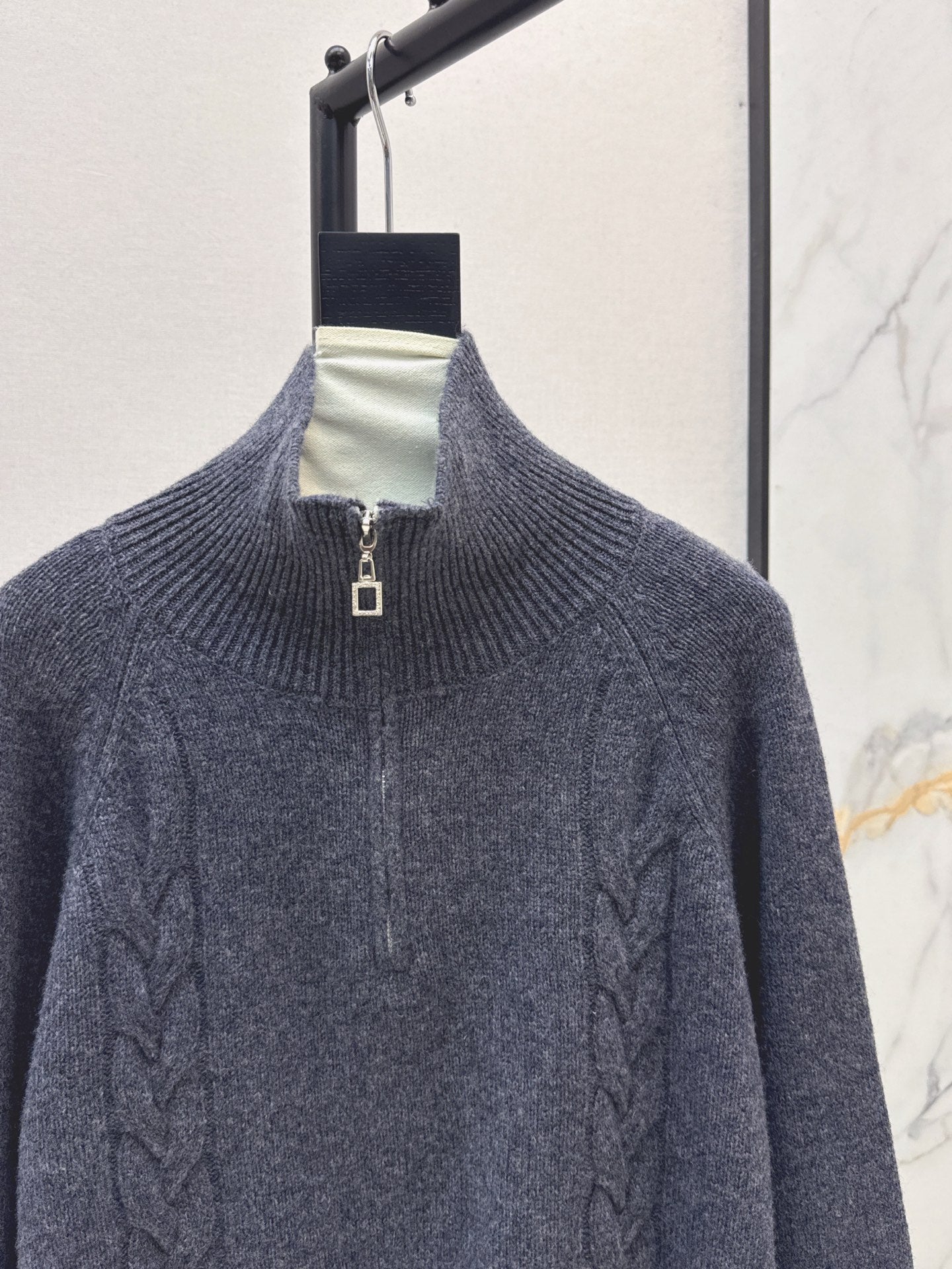 Lor 25 New style cable-knit half-open wool sweater（BEIGI/BORWN/GRAY）