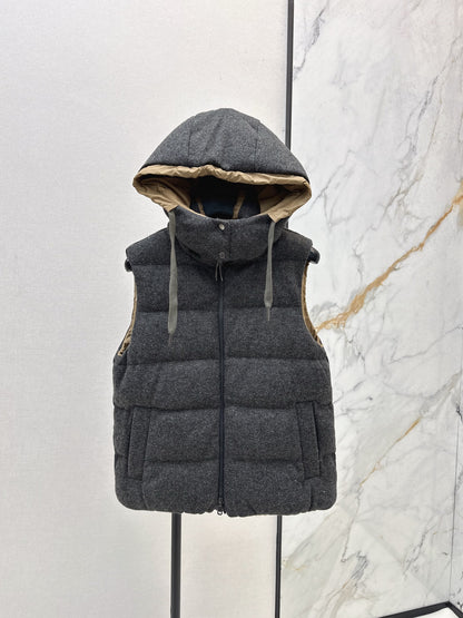 Bru 25 New Hooded Down Vest(BEIGI/GRAY)