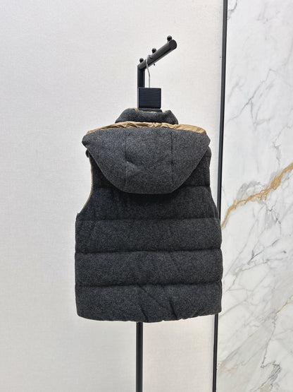 Bru 25 New Hooded Down Vest(BEIGI/GRAY)