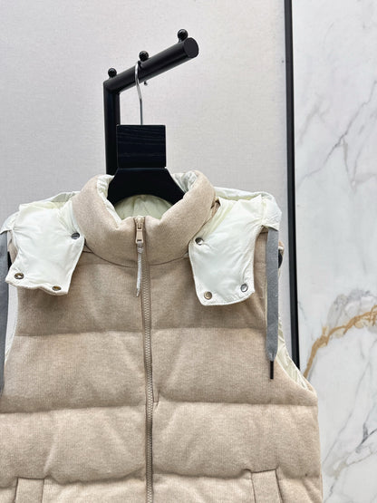 Bru 25 New Hooded Down Vest(BEIGI/GRAY)