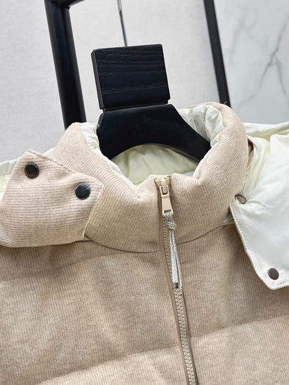 Bru 25 New Hooded Down Vest(BEIGI/GRAY)