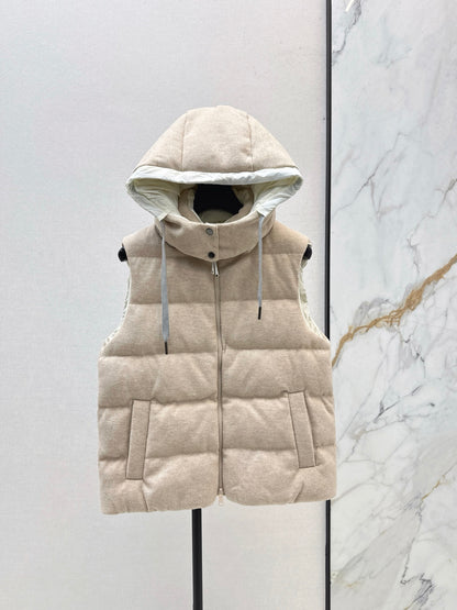 Bru 25 New Hooded Down Vest(BEIGI/GRAY)