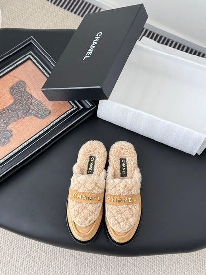 C 25K New furry half slippers（BROWN/BLACK/KHAKI）