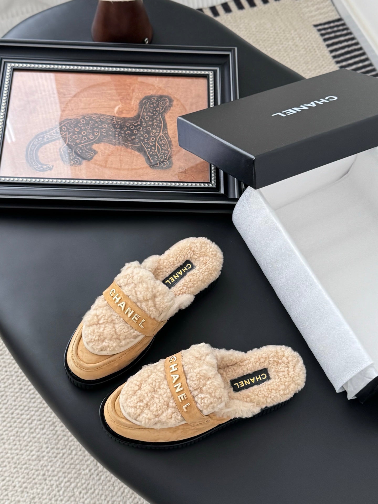 C 25K New furry half slippers（BROWN/BLACK/KHAKI）