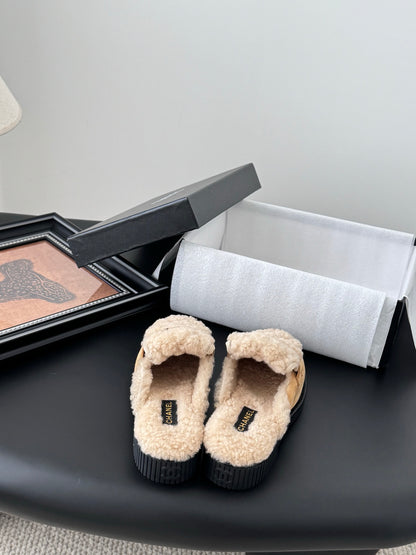 C 25K New furry half slippers（BROWN/BLACK/KHAKI）