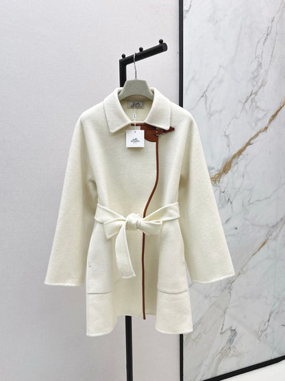 He 25 Sheepskin button wool cashmere coat(BEIGI/BLACK)
