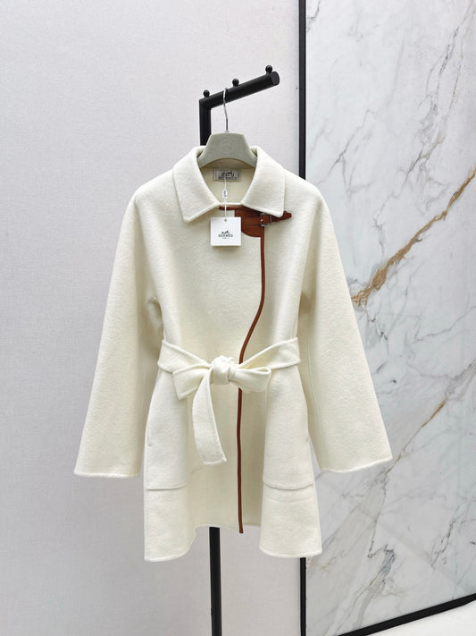 He 25 Sheepskin button wool cashmere coat(BEIGI/BLACK)