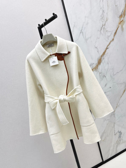 He 25 Sheepskin button wool cashmere coat(BEIGI/BLACK)