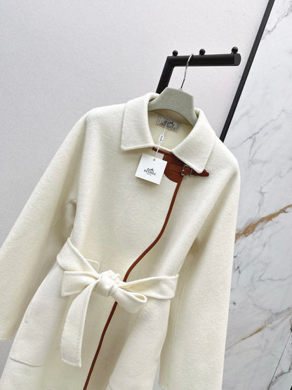 He 25 Sheepskin button wool cashmere coat(BEIGI/BLACK)
