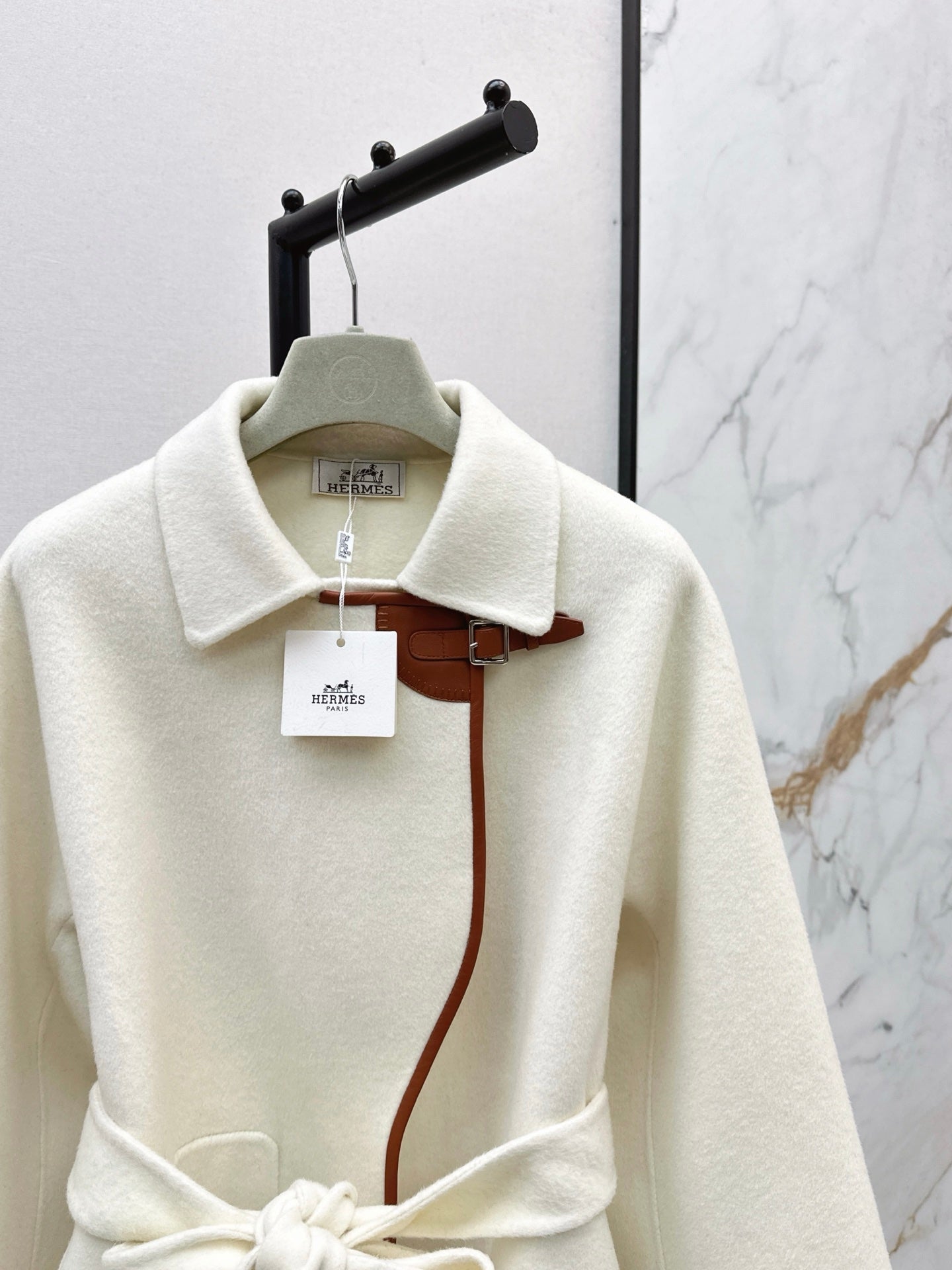 He 25 Sheepskin button wool cashmere coat(BEIGI/BLACK)