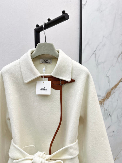 He 25 Sheepskin button wool cashmere coat(BEIGI/BLACK)