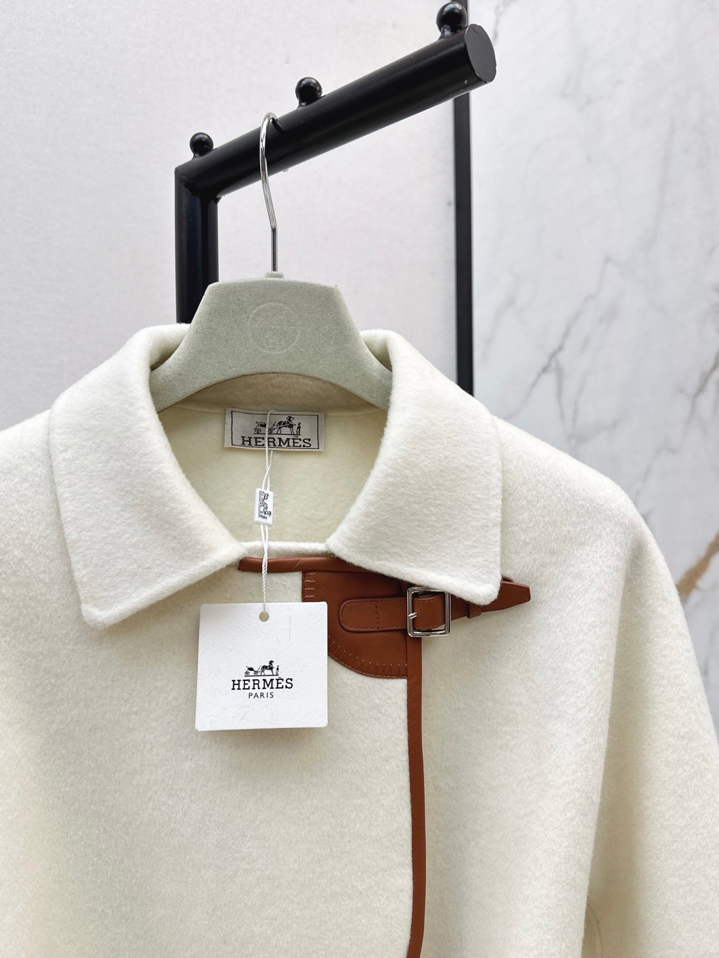 He 25 Sheepskin button wool cashmere coat(BEIGI/BLACK)